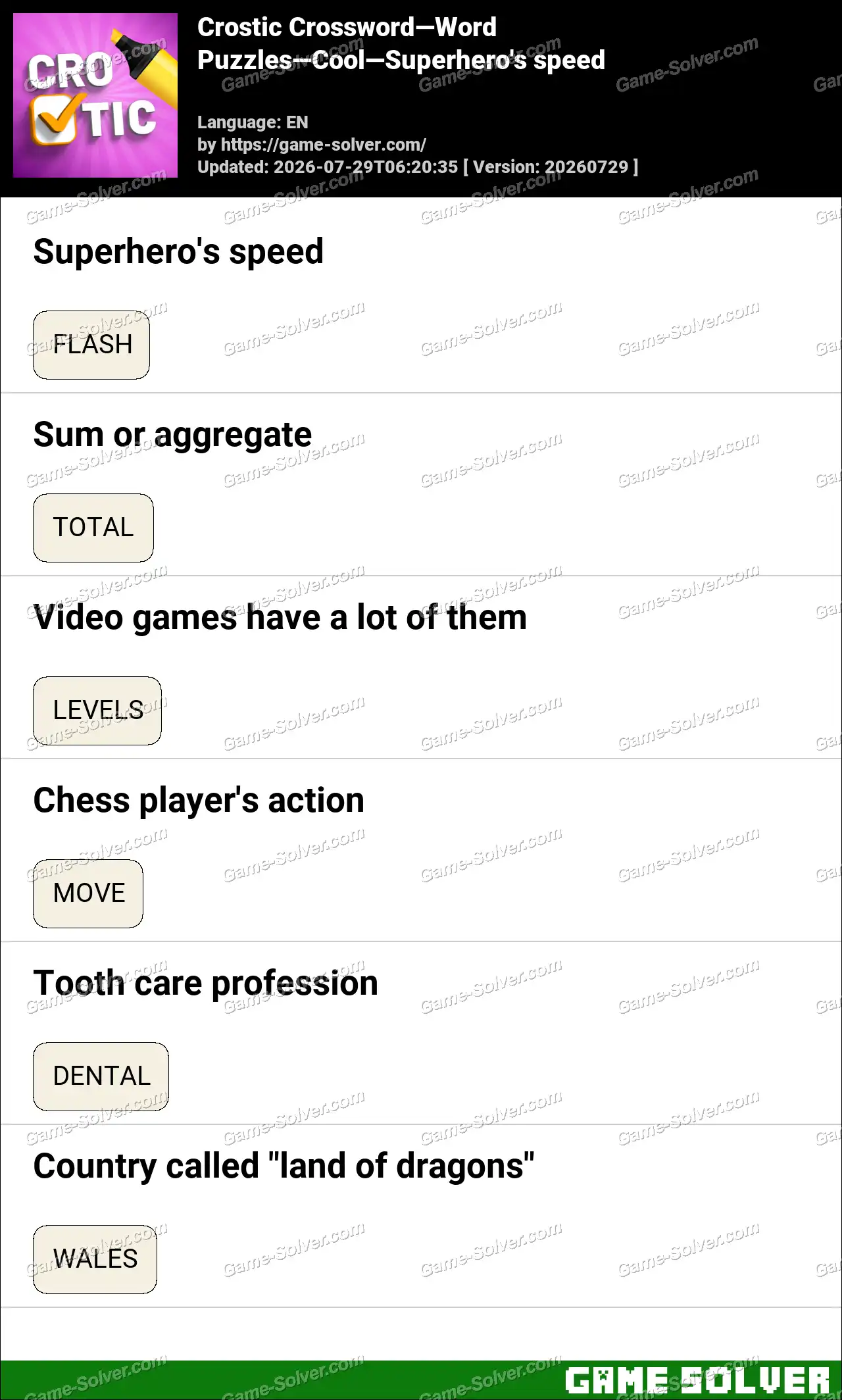 Crostic Crossword-Word Puzzles-Cool-Superhero’s speed